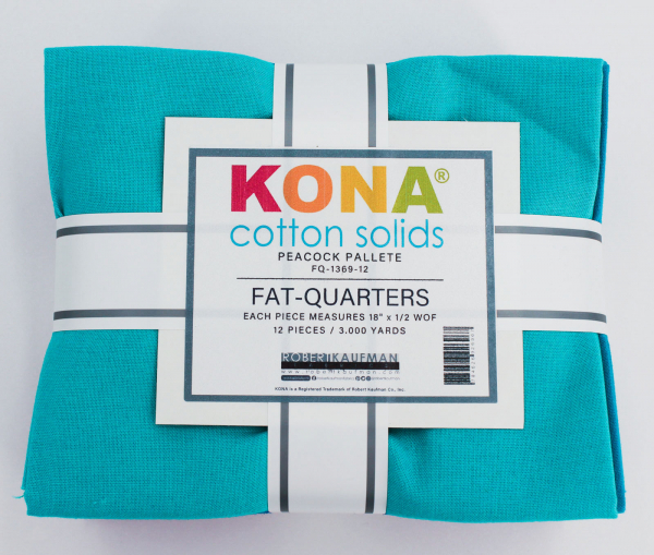 Kona Cotton Solids Fat Quarter Stoffpaket - Peacock
